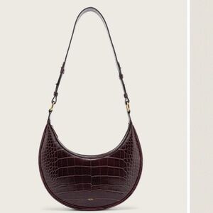 JW PEI Crocodile-Embossed Dark Brown Shoulder Bag